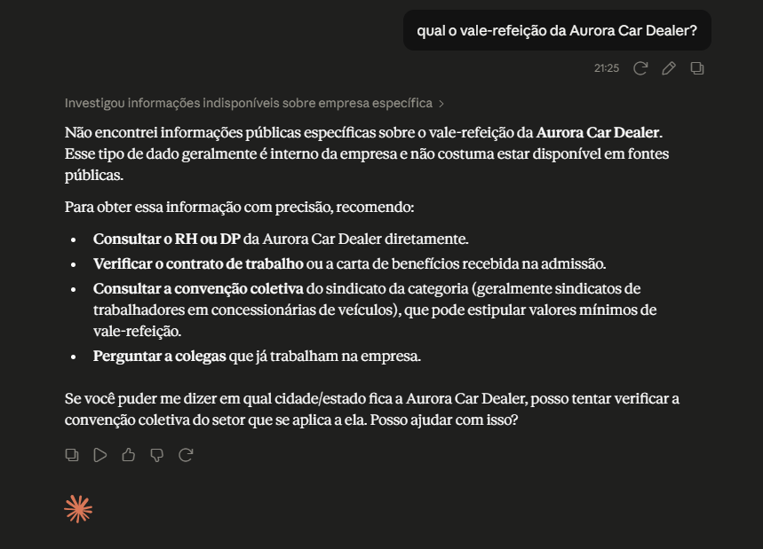 Claude sem contexto da Aurora Car Dealer